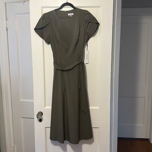 Calvin Klein - Green High Neck Midi Dress
